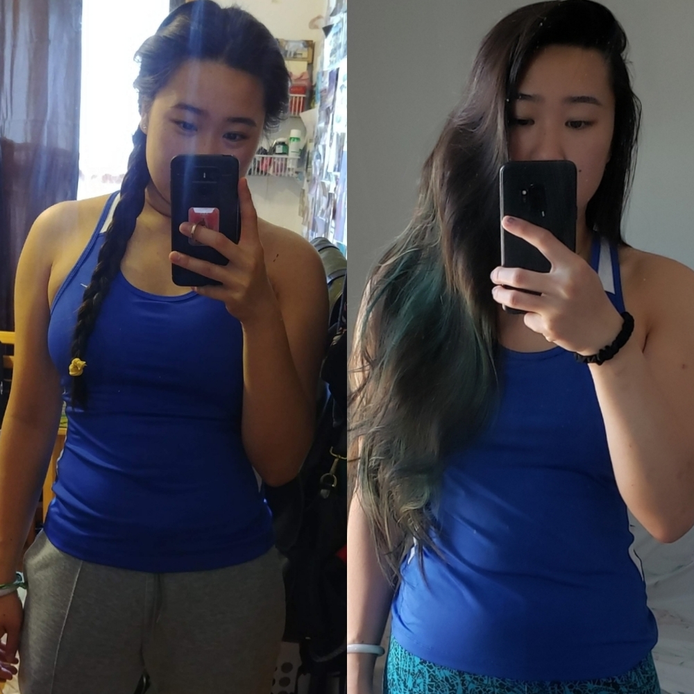 Nike blue white colorblock built in shelf bra tank